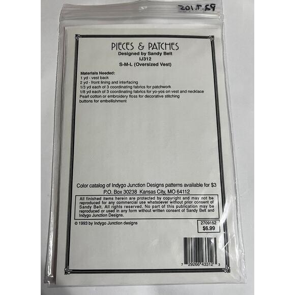 NEW Indygo Junction-Pieces and Patches Pattern Vest or Necklace Pattern - Picture 2 of 2